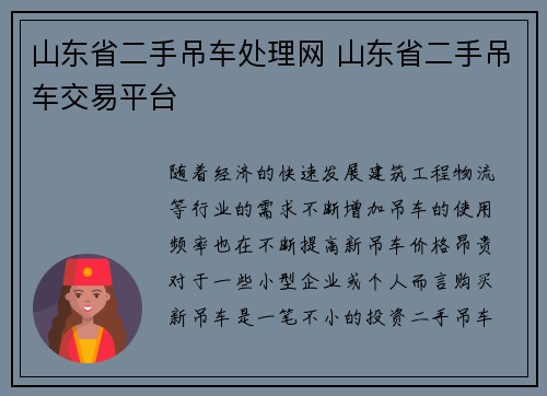 山东省二手吊车处理网 山东省二手吊车交易平台